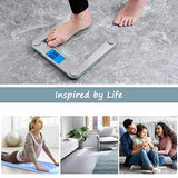 Vitafit Digital Bathroom Scale for Body Weight,Weighing Professional Since 2001,Extra Large Blue Backlit LCD and Step-On, Batteries Included, 400lb/180kg,Clear Glass,Silver