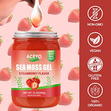 (12 OZ) Irish Sea Moss Gel Organic Raw Vegan Strawberry Flavor 102 Vitamins and Minerals Wild Harvested Non-GMO Immune & Digestion Support