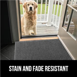 Gorilla Grip Ultra Absorbent Moisture Guard Doormat, Absorbs Up to 5.7 Cups of Water, Stain and Fade Resistant, Spiked Rubber Backing, All Weather Mats Capture Dirt, Indoor Outdoor, 35x23, Grey