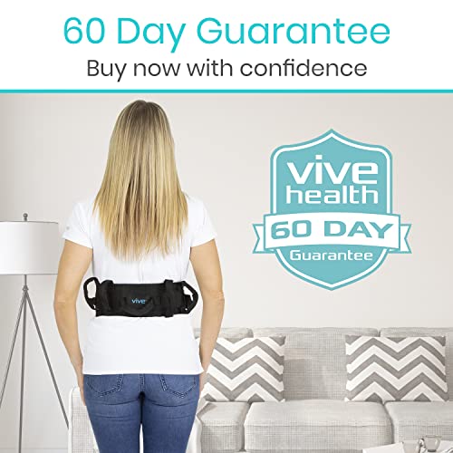 Vive Gait Belt (300lbs) Transfer Belt with Handles - Medical Nursing Safety Patient Assist - Bariatric, Elderly, Handicap, Physical Therapy - PT Gate Strap Quick Release Metal Buckle, Grabbing Teeth