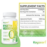 Fisetin 1200mg Liposomal Fisetin Supplements 98% Pure Fisetin Polyphenols Antioxidants Immunity Health Aging Cognitive Support Non-GMO 60 Capsules
