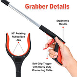 2-Pack Grabber Reacher Tool,32 Inch Extra Long Foldable Pick Up Stick with Strong Grip Magnetic,360°Rotating Anti-Slip Jaw,Trash Claw Grabber Tool,Trash Picker Tool for Outdoor & Indoor (Red)