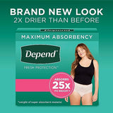 Depend Fresh Protection Adult Incontinence Underwear for Women (Formerly Depend Fit-Flex), Disposable, Maximum, Extra-Large, Blush, 68 Count (2 Packs of 34), Packaging May Vary