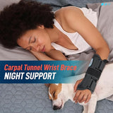 FEATOL Wrist Brace Carpal Tunnel, Night Support Brace with Wrist Splint, Adjustable Straps, Hot/Ice Pack, Hand Brace for Women and Men, Right Hand, Small/Medium, Tendinitis, Arthritis, Pain Relief