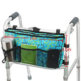 Update Walker Bag Hand Free Storage Bag Walker Attachment Handicap Basket Pouch for Rollator, Wheelchair, Folding Walkers (Plaid Blue)