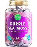 MAJU's Powerful Purple Sea Moss Capsules (60 ct), Extra-Strength Purple Minerals, Chondrus Crispus, Stronger Than Gel, Compare to Organic Irish Seamoss Capsule, Wild Harvested Powder Pills