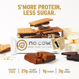 No Cow High Protein Bars, S'mores, 20g Plant Based Vegan Protein, Keto Friendly, Low Sugar, Low Carb, Low Calorie, Gluten Free, Naturally Sweetened, Dairy Free, Non GMO, Kosher, 12 Pack