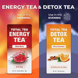 Total Tea Detox Guayusa Energy Tea - All Natural Herbal Caffeinated Tea Cleanse - Energy & Focus - Coffee Substitute - 25 Tea Bags for Men and Women