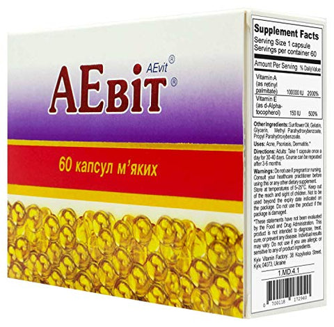 AEvit (A 100,000 IU and E Vitamins Complex) 60 softgels (1)