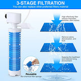 fishkeeper Submersible Aquarium Filter for 40-100 Gal, 3-in-1 Biochemical Sponge Filter for Aquarium Filtration/Oxygenation/Circulation, Up to 320 GPH Adjustable Internal Fish Tank Filter (8W/13W)