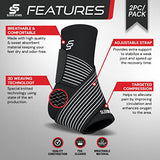 Sleeve Stars Ankle Brace for Women & Men, Achilles & Plantar Fasciitis Relief Compression Sleeve, Foot Brace with Ankle Support Strap, Heel Protector Wrap for Pain, Tendonitis & Sprain (Pair/Black)