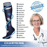 CHARMKING Compression Socks for Women & Men (8 Pairs) 15-20 mmHg Graduated Copper Support Socks are Best for Pregnant, Nurses - Boost Performance, Circulation, Knee High & Wide Calf (S/M, Multi 53)