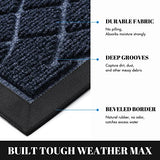 Yimobra Durable Front Door Mats, Heavy Duty Water Absorbent Mud Resistant Easy Clean Entry Outdoor Indoor Rugs,Non Slip Backing, Exterior Mats for Outside Patio Porch Farmhouse, 29.5 x 17, Blue