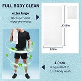 YAKAMOZ Large Body Wipes for Adults Bathing Rinse Free, Biodegradable with Aloe and Mint Essence, Refreshing Anytime Anywhere, Post Workout, Camping, Travel, Daily Life, 24-Counts X-Large(23.5”x9.5”)