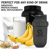 SHAKESPHERE Tumbler: Protein Shaker Bottle and Smoothie Cup, 24 oz - Bladeless Blender Cup Purees Raw Fruit with No Blending Ball - Drink Powder Mix Shake Mixer for Pre Workout, Gym (Frosted Black)