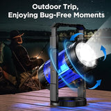 Evolpol Bug Zapper Outdoor Indoor, Mosquito Zapper with Large-Capacity 5000mAh Battery, 4 in 1 Insect Fly Zapper with Powerful Spotlights, Rechargeable & Cordless for Camping, Fishing, Patio, Home