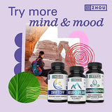Zhou Calm Now Soothing Support with B Vitamins, Ashwagandha, Magnesium & Zinc, Relax, Focus & Positive Mind, Supports Serotonin Increase, Non-GMO, Vegan, Gluten-Free, 30 Servings - 60 VegCaps