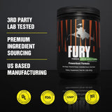 Animal Fury Pre Workout Powder Supplement for Energy and Focus 5g BCAA 350mg Caffeine Nitric Oxide Without Creatine Powerful Stimulant for Bodybuilders 30 Servings, -, Green Apple, , 17.49 Ounce