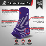 Sleeve Stars Ankle Brace for Women & Men, Achilles & Plantar Fasciitis Relief Compression Sleeve, Foot Brace with Ankle Support Strap, Heel Protector Wrap for Pain, Tendonitis & Sprain (Pair/Dark Purple)