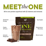 VitaHustle ONE Superfood Protein Powder & Greens Shake by Kevin Hart, 20G Vegan Protein, Meal Replacement, Probiotics, No Added Sugar (Chocolate Cacao) 15 Svg