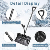 Snow Shovel, Strain-Reducing Snow Shovel with Assisted Handle, Large Capacity for Snow Removal, 53 inches Long Heavy Duty Detachable Snow Shovel with Back-Saving Fore-Grip - Black