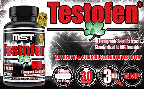 MST Testofen, Fenugreek Seed Extract, Standardized to 50% Fenuside™, 600mg, 30 Count, BSCG Certified Drug Free