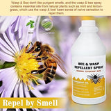 Bee Spray with Natural Plant-Based Peppermint Oils, Wasp and Bee Repellent, Repellent Bug Spray and Carpenter Wasps for Outdoors/Indoors Areas, 16oz