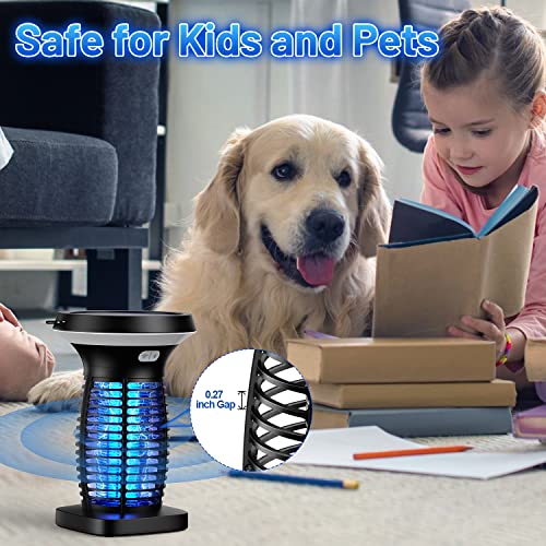 Solar Bug Zapper for Outdoor Indoor, Portable Camping Lantern with SOS Emergency Light, Electric Mosquito Zappers Killer, Rechargeable Insect Fly Pest Attractant Trap for Hiking, Backyard, Patio