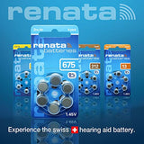 Renata Size 675 Zinc Air 1.45V Hearing Aid Battery - Designed in Switzerland (120 Batteries)