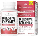 Physician's CHOICE Digestive Enzymes - Powerful Enzymes - Organic Prebiotics & Probiotics for Digestive Health & Gut Health - for Meal Time Discomfort Relief - Dual Action Approach W/Bromelain - 90 CT