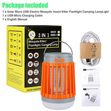 2pack Solar Bug Zapper Light Bulb,3 in 1 Mosquitoes Killer USB Rechargeable Camping Light Flashlight,IPX6 Waterproof Portable Light Bulb Zapper for Doorway,Corridor,Balcony,Patio (Orange)