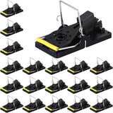 Qualirey 18 Pcs Mouse Traps Plastic Mice Trap House Indoor Rat Trap Quick Effective Safe Mouse Traps for Warehouse Garden Kitchen 3.86 x 1.81 x 2.17 Inch (Black,Yellow)