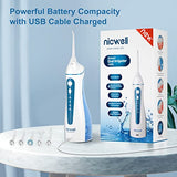 Water Dental Flosser Cordless for Teeth - Nicwell 4 Modes Dental Oral Irrigator, Portable and Rechargeable IPX7 Waterproof Powerful Battery Life Water Teeth Cleaner Picks for Home Travel