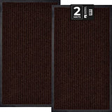 Sierra Concepts Front Door Mat Welcome Mats 2-Pack - Indoor Outdoor Entryway Mats for Shoe Scraper, Ideal for Inside Outside Home High Traffic Area, Brown 30 Inch x 17 Inch