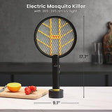COKIT Electric Fly Swatter Racket, Mosquito Killer Bug Zapper Indoor, UV LED Light Fly Zapper 3500V with Wall Bracket, Rechargeable Insect Killer for Gnats, Mosquitoes, Moths, 1 Pack (Black+Yellow)