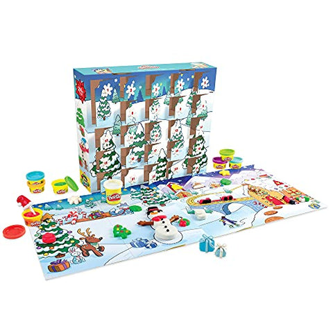 Play-Doh Advent Calendar Toy for Kids 3 Years and Up with Over 24 Surprise Accessories, Playmats, and 24 Cans, Assorted Colors, Non-Toxic