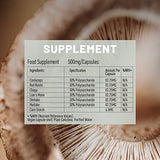 Vegan Vitality Mushroom Complex Capsules Supplement - 120 Capsules with Lions Mane, Reishi, Chaga, Cordyceps, Shitake and Maitake - for Brain, Energy, Focus & Memory Support