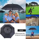 MRTLLOA Automatic Open Golf Umbrella, Extra-Large Oversized Double Canopy Vented Windproof Waterproof Stick Rain Golf Umbrellas for Men and Women (Black, 68 inch)