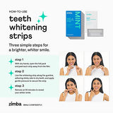 Zimba Teeth Whitening Strips Vegan Whitening Strip Enamel Safe Teeth Whitening Hydrogen Peroxide Teeth Whitener for Coffee, Wine, and Other Stains, 28 Strips (14 Day Treatment), Peach