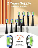 Bitvae Electric Toothbrush for Adults - Ultrasonic Electric Toothbrushes with 8 Brush Heads, ADA Accepted Power Rechargeable Toothbrush with 5 Modes, Smart Timer, Black D2