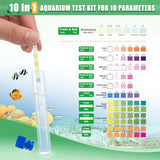 Umlecoa 10 in 1 Aquarium Ammonia Test Kit - Ammonia Fish Tank Test Strips - 150 Aquarium Test Strips with Test Tube & Thermometer - Fast Testing Ammonia and 9 More for Aquarium/Pond/Pool