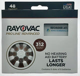 Newest Rayovac Proline Advanced Size 312, Active Core. 48 Batteries, Made in USA