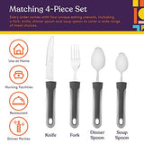 Special Supplies Adaptive Utensils (4-Piece Kitchen Set) Wide, Non-Slip Handles for Hand Tremors, Arthritis, Parkinson’s or Elderly Use, Stainless Steel Knife, Fork, Spoons (Gray Striped)