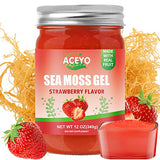 (12 OZ) Irish Sea Moss Gel Organic Raw Vegan Strawberry Flavor 102 Vitamins and Minerals Wild Harvested Non-GMO Immune & Digestion Support