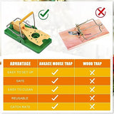 Qualirey 18 Pcs Mouse Traps Green Plastic Mice Trap Rat Traps House with Yellow Cheese Color Board Quick Sensitive Effective Mouse Trap Safe Reusable Sanitary Mice Traps for House, Garage, Outside