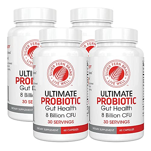 Silver Fern Ultimate Probiotic Supplement Vegicaps - Daily Metabolic Restoration, Guaranteed Survivability, DNA Verified Multi-Strain Probiotic Capsules (4 Bottles)