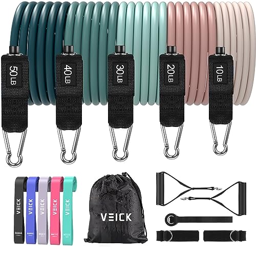 VEICK Resistance Bands, Exercise Bands, Workout Bands, Resistance Bands for Working Out with Handles for Men and Women, Exercising Bands for Strength Training Equipment at Home