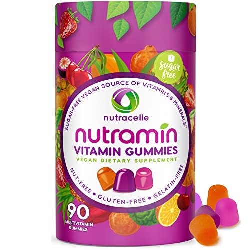 NUTRAMIN Daily Vegan Keto Multivitamin Gummies Vitamin C, D2, and Zinc for Immunity, Plant-Based, Sugar-Free, Nut-Free, Gluten-Free, with Biotin, Vitamin A, B, B6, B12 & More 90 Count, 45 Days