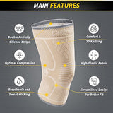 CAMBIVO 2 Pack Knee Brace, Knee Compression Sleeve for Men and Women, Knee Support for Running, Workout, Gym, Hiking, Sports (Beige,Medium)