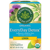 Traditional Medicinals Organic EveryDay Detox Lemon Herbal Tea, Supports Healthy Skin & Liver Function, (Pack of 3) - 48 Tea Bags Total